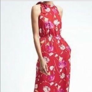 Banana republic neck tie floral dress